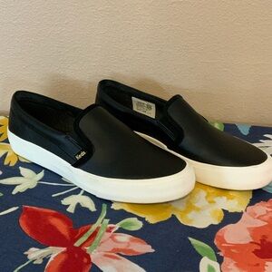 Keds Softerra Black and White Slip-On Shoes